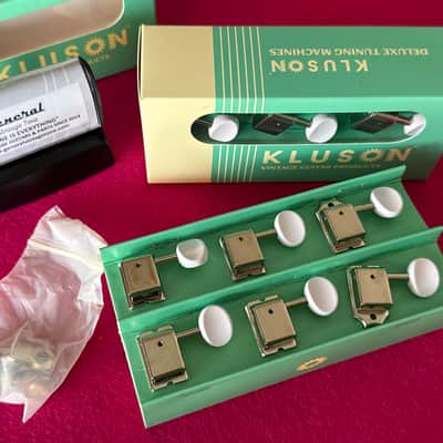 Kluson 6 in line plastic "BUTTERBEAN" Button TUNERS Nickel image 1