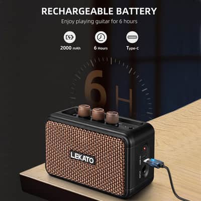 LEKATO Wireless Bluetooth 5W Guitar Amplifier Speakers Clean & Overdrive Effect image 4