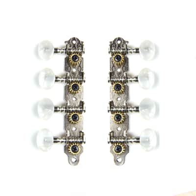 4-on-Plate Classic Style Mandolin Tuning Keys Tuners Head Pegs, Pearloid (1Lx1R) image 1