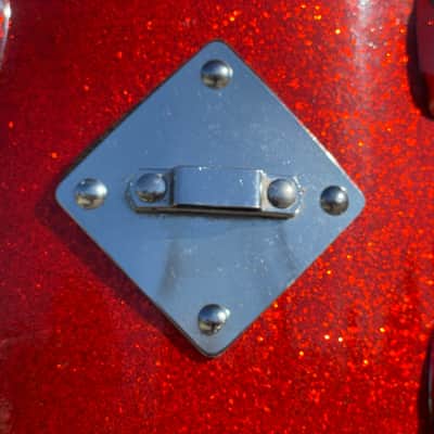 1960s Gretsch 9x13 Tom Single Drum Round Badge 6-Ply Tangerine Sparkle image 9