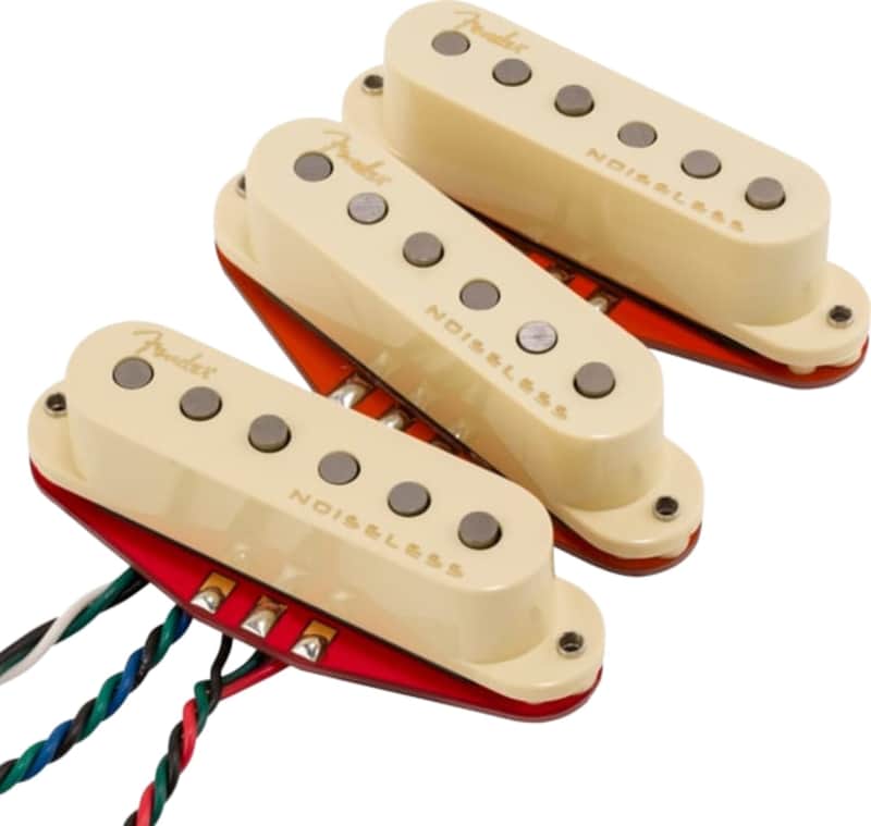 Fender Ultra Noiseless Hot Stratocaster Single Coil Pickup Set, Aged White image 1