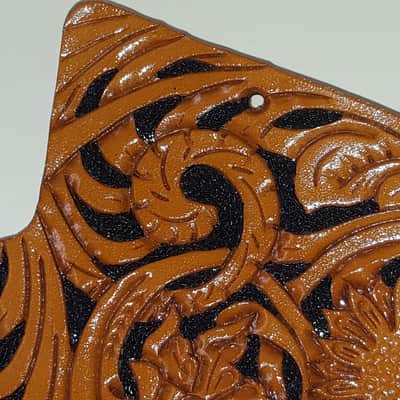 Leather pickguard Gibson Les Paul Special 2018 "Floral riffs" brown/ Black image 4