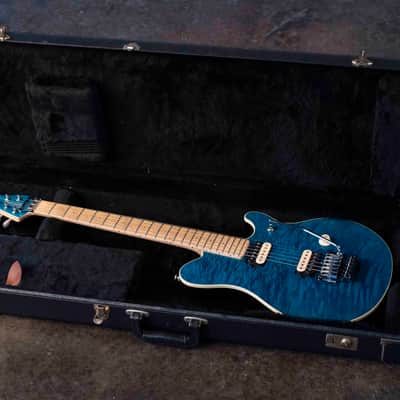 VINTAGE ERNIE BALL MUSIC MAN EDDIE VAN HALEN MODEL 1993 TRANS QUILT BLUE WITH ORIGINAL CASE image 8