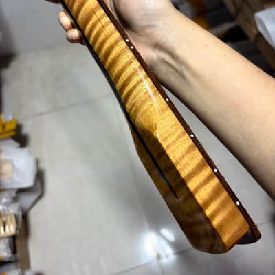 22frets Roasted flame Maple guitar neck Rosewood fingerboard 25.5 inch Bone nut gloss hole：10mm image 8