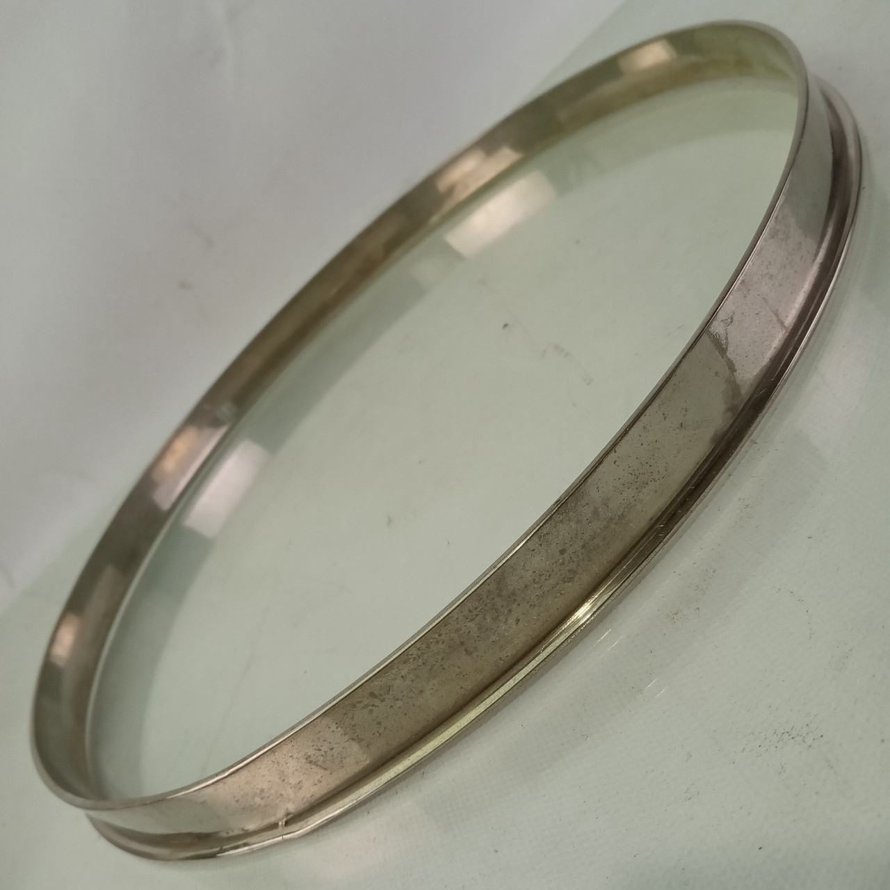 Leedy 11" Single-Flange NOB Tom Drum Batter Rim/Hoop Brass Nickel Vintage 2.3mm — main photograph