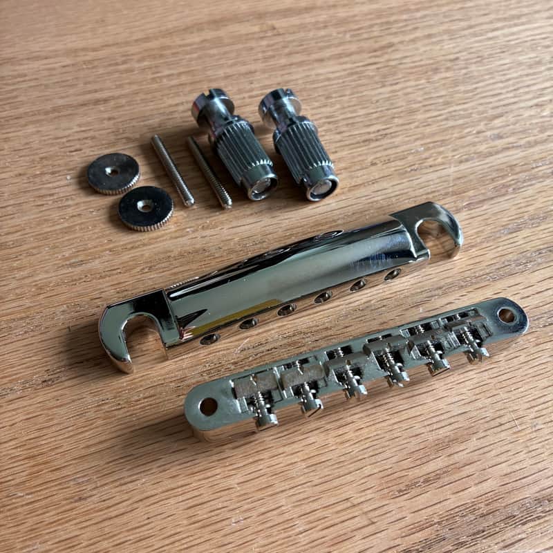Gibson Historic Reissue Non-Wire ABR-1 Bridge + Aluminum Tailpiece 2020s - Nickel image 1