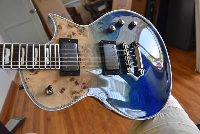 ESP E-II Eclipse , 2025, Blue natural fade, Burl top, OHSC, Exceptional condition image 1