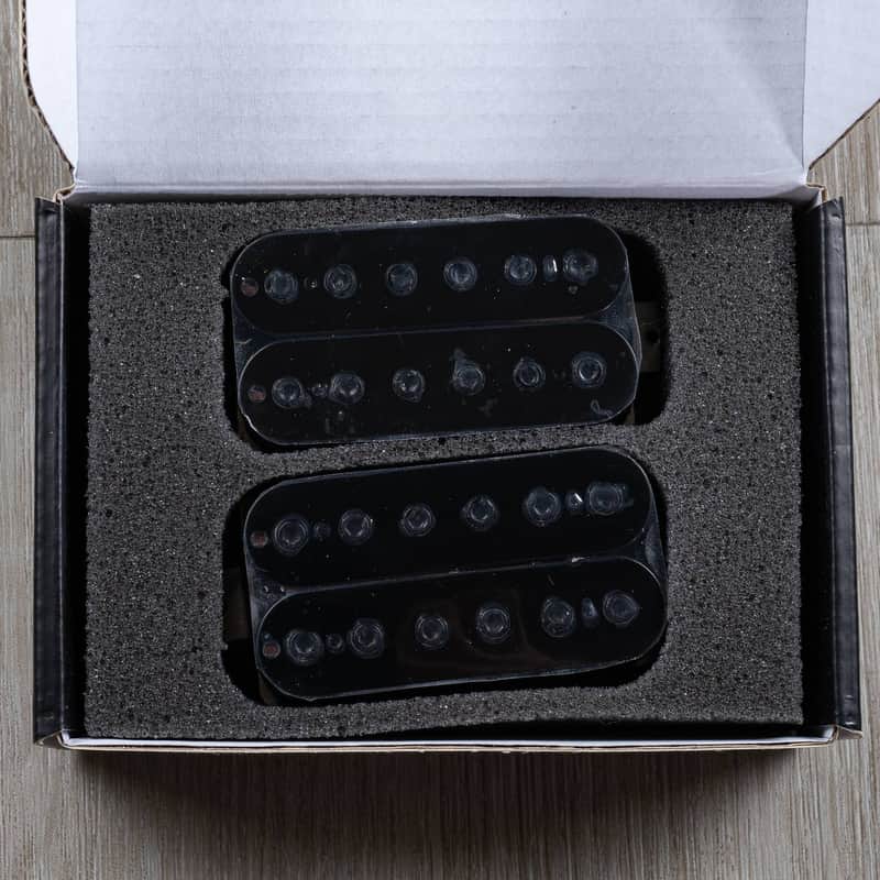 Guitarmory Minuteman 6-String Humbucker Guitar Pickup Set, Black w/ Black Poles image 1