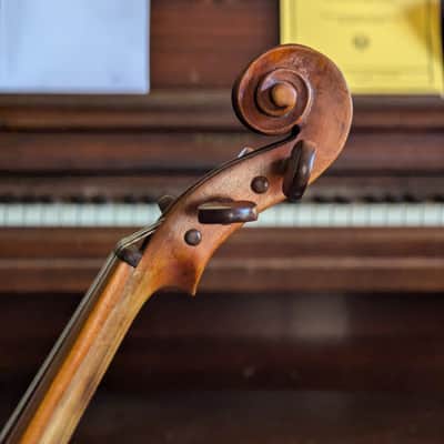 Revived Old 4/4 Bench-Made Violin Labeled Pietro Perni 1892, Vintage Roman Labeled Fiddle Outfit w/ Holstein Pernambuco Bow and Antique Case image 7