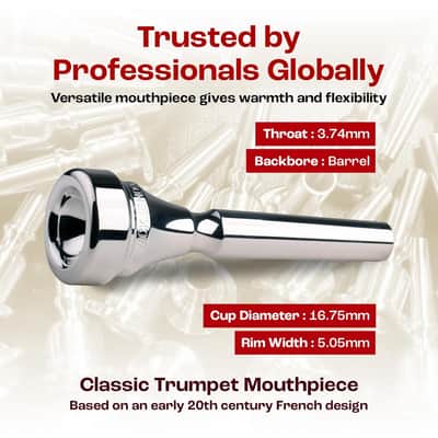 Denis Wick Classic Trumpet Mouthpiece Silver Plated, 5882-3 - Barrel Backbore for Balanced Airflow and Tone - Trumpet Accessories for Effortless Articulation 16.75 x 5.05 x 3.7mm image 4