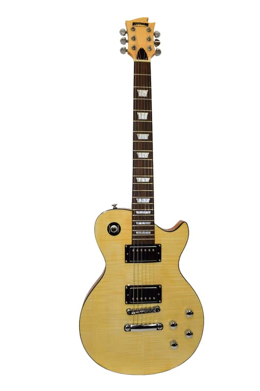 HardLuck Kings Bossman HLK Series LP Style Electric Guitar, FMT, Natural image 1