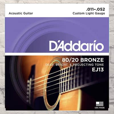 D'Addario EJ13 Custom Light 80/20 Bronze Acoustic Strings 11-52 image 1