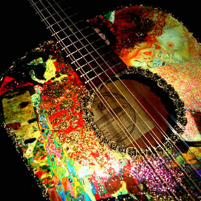 Framus 12 String Acoustic. klimt Art by El Daga 2005 Collage Goldtone.  Collectible. Only 1. RARE. image 8