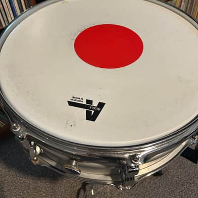 Ludwig No. 404 Acrolite 5x14" 8-Lug Aluminum Snare Drum with Pointed Blue/Olive Badge 1969 - 1979 - Matte Aluminum image 4