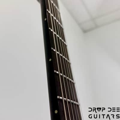 ESP LTD M-7HT Baritone Black Metal 7-String Electric Guitar - Black Red Burst Satin image 10
