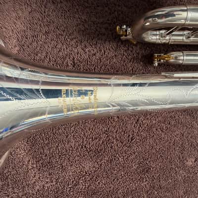 Chinese made Trumpet labeled as Bach LT180S-72 Bb Silver with Gold Trim & Case LT180S-72 2025 - Silver image 4
