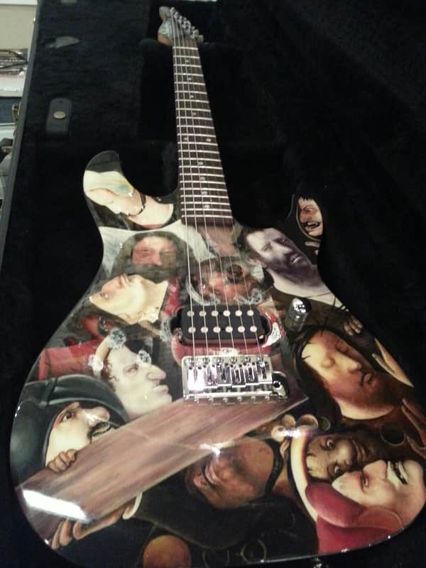 Schecter USA Masterworks #2 NOS 1997 "Christ Carrying the Cross" custom graphic image 1