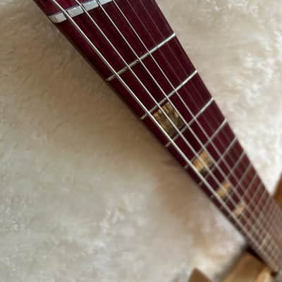 96 art Multiscale Headless 7 string Solidbody Guitar with Sophia Tremolo, Buckeye Burl, Ash, Purpleheart image 8