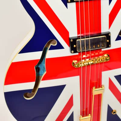 2014 Epiphone Union Jack Sheraton (Model E212T) Semi-Hollow Electric Guitar w/ Case & COA image 5