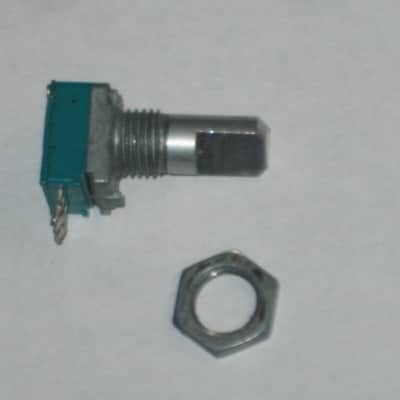 used (is fine / works fine) BOSS / ALPS potentiometer, 50 3A 03 5V, D Shaft, JAPAN, 1990s - 2010s - POT: blue, silver / NUT: gray (NO pedal, NO knob, NO other items) teal, square image 8