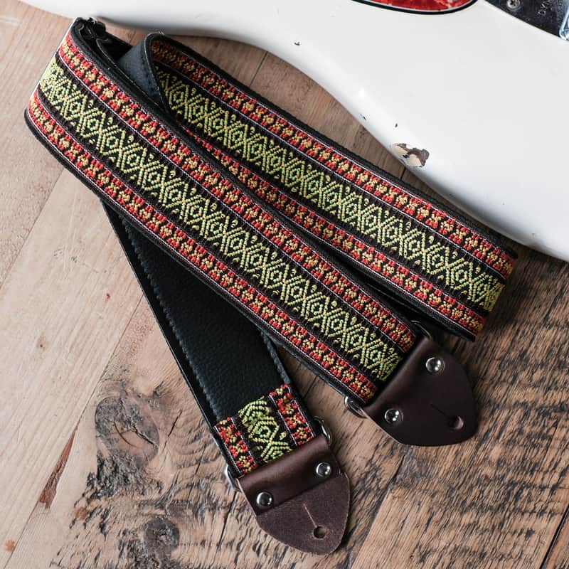 Vintage Red 60s/70s Hippie Guitar Strap / Handmade in the UK / Case Candy image 1
