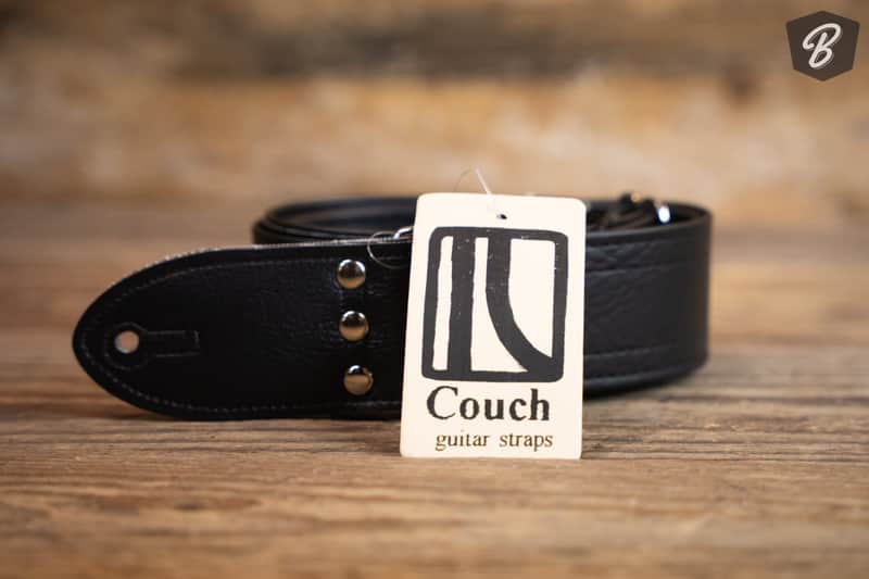 Couch Guitar Strap A026A Lightning Bolt - Black with White Bolt image 1