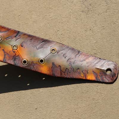 burnyblack vintage distressed guitar strap - big dipper green/brown/yellow image 13