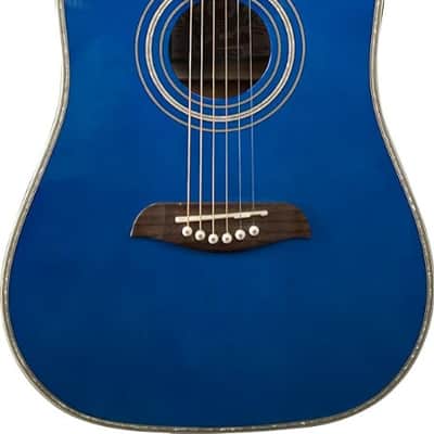 Oscar Schmidt OG2TBL Dreadnought Acoustic Guitar Trans Blue image 4