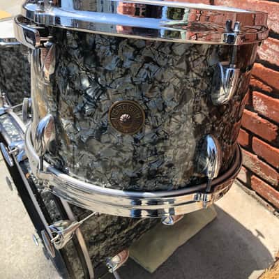 RARE! Gretsch 18” Round Badge Drum Set Black Diamond Pearl 3 Piece Drum Kit image 14
