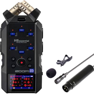 Zoom H6essential 6-Track 32-Bit Float Portable Audio Recorder + Vidpro Professional Wired XLR Lavalier Microphone XM-L2 for Pro Audio Equipment with XLR Input image 9