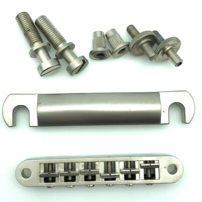 Brushed Satin Advanced Plating API Gibson Nashville Tune-O-Matic Bridge/Stop Bar/Studs/Insert - 2010’s - Satin Nickel image 2
