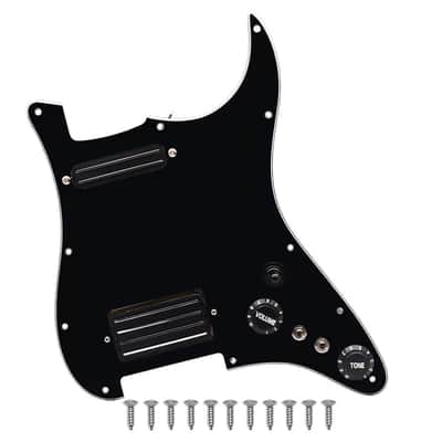 Black HS Guitar Strat Style Loaded Prewired Pickguard image 1