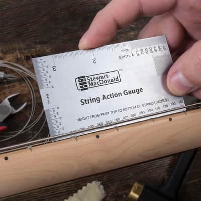 StewMac String Action Gauge And Ruler, Inches, Stainless Steel - Designed by StewMac, The Original measuring tool for acoustic and electric guitar, and bass setup image 5