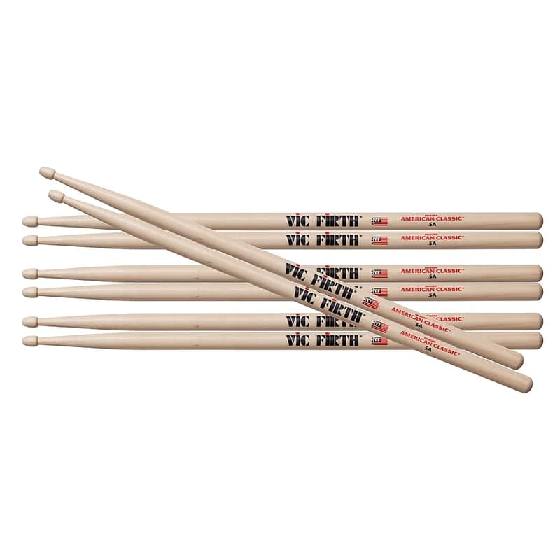 Vic Firth American Classic 5A Wood Tip Drum Sticks - 4 Pack image 1