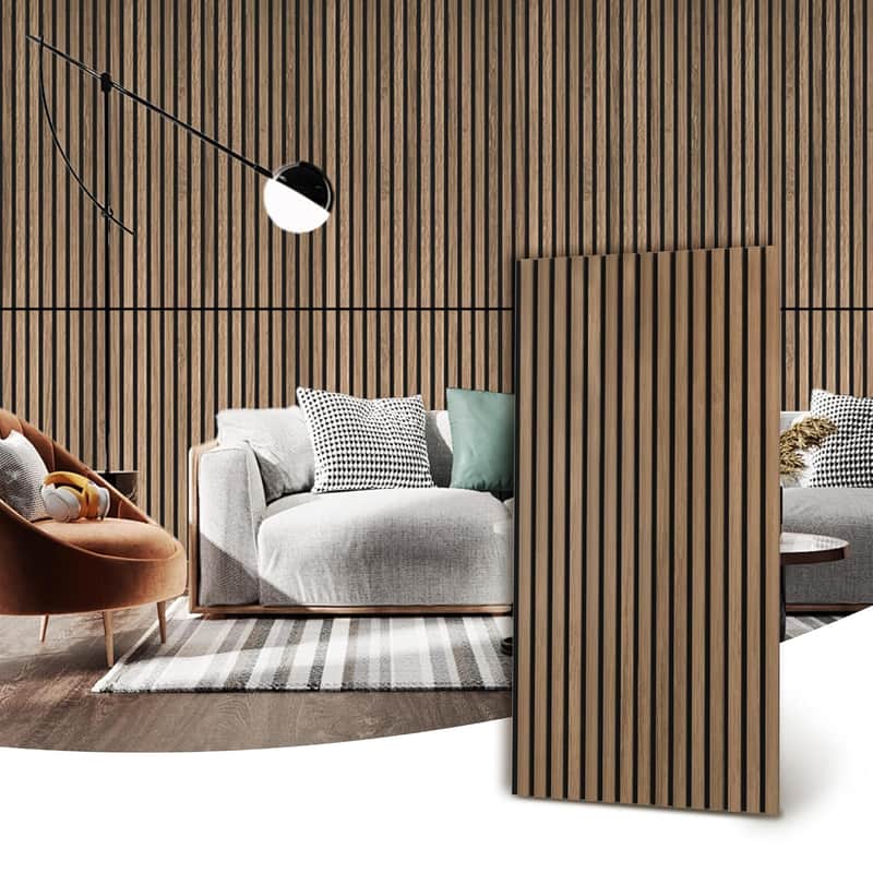 Wood Slat Wall Panel | 4 Pcs Acoustic Wall Panels 48" X 24.5" Wood Wall Panels 3D Sound Dampening Panels Wall Decoration - Walnut image 1