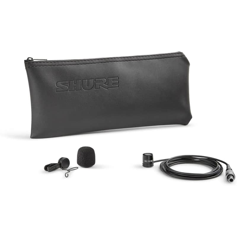 Shure WL183M Omnidirectional Lavalier Microphone, LEMO Connector, Black image 1