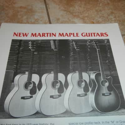 Vintage 1985 Martin Maple Guitars Introduction Flyer! J-65M, J12-65M, M-64, MC-68! image 2