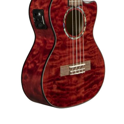 Lanikai Quilted Maple Red Stain Tenor Cutaway A/E Ukulele w/ Kula Preamp (QM-RDCET) image 2