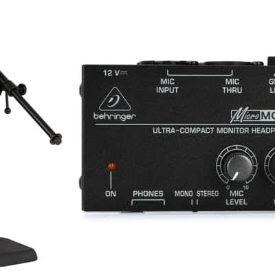 On-Stage MS7920B Bass Drum / Boom Combo Mic Stand Bundle with Behringer MicroMON MA400 Monitor Headphone Amplifier image 1