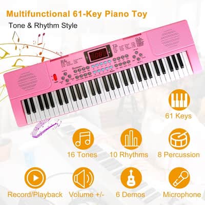 Cxxss 61 Keys Digital Music Electronic Keyboard Electric Musical Piano Instrument Kids Learning Keyboard w/ Stand Microphone-Black image 11