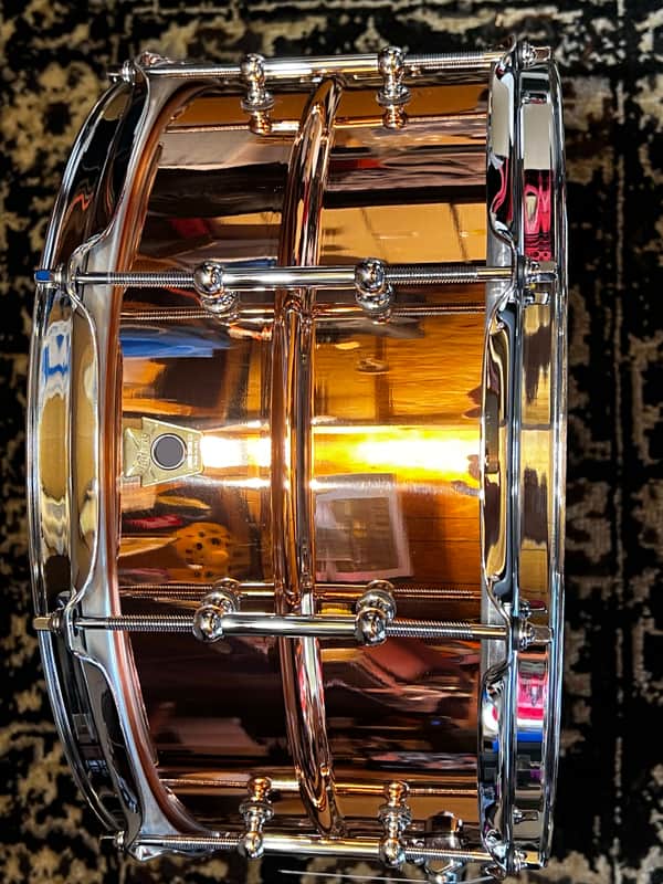 Mint Ludwig LC662T Copper Phonic 6.5x14" 10-Lug Snare Drum with Tube Lugs - Polished Copper image 1
