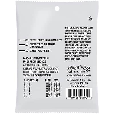 Martin MA545 Phosphor Bronze Light/Medium Acoustic Guitar Strings 12.5-55 image 2