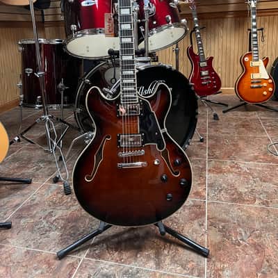 D'Angelico Premier DC Semi-Hollow Double Cutaway with Stop-Bar Tailpiece 2023 - Present - Brown Burst image 2