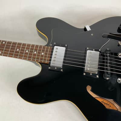 2005 Epiphone Dot DOT-EB Glossy Black Electric Guitar With Reunion Blues Gig Bag image 8