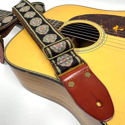 Walker & Williams H-46 Vintage Series Plush Back, Black Lotus Woven Strap w/Chestnut Ends image 5