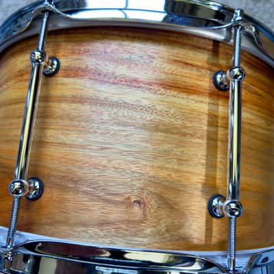 2026 Like-New: Erie steambent solid Canarywood/Sapele 13x7 snare, upgraded hardware, Canopus/extra wires image 4