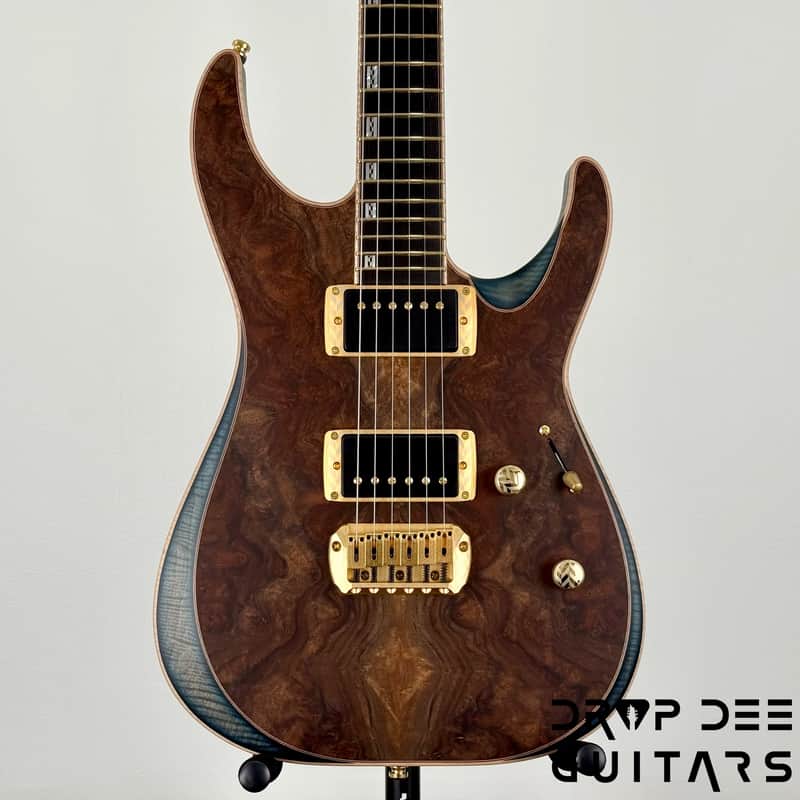 ESP Exhibition Limited M-II CTM NT Electric Guitar w/ Case - Natural w/ Dark Blue Burst | Reverb