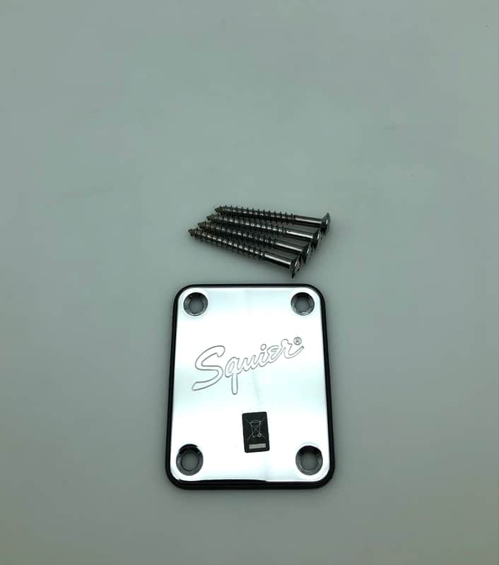 Fender Squier Neck Plate w/Gasket & Hardware - Chrome image 1