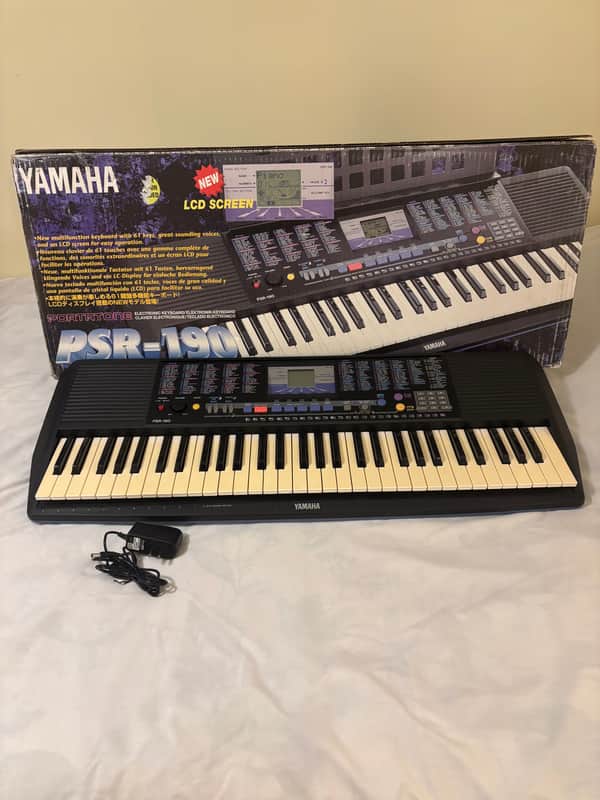 Vintage Yamaha Portatone PSR-190 Keyboard w/Box, Power Cord, + Manual. WORKS image 1