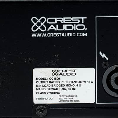 Crest Audio CC 1800 2 Channel Power Amplifier (2RU) image 7
